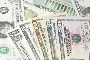 Studio Shot Of Currency Prints: US dollar bills