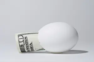 Deserted Banknote Scene Prints: The bill of ten dollar in the chicken egg