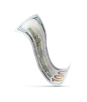 One Hundred Dollar Bill Prints: One hundred dollar bill floating down to surface with drop shadow isolated on a white background