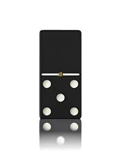 Domino Game Isolated On White Prints: Domino game bone close up isolated on white