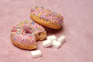 Sweet Dessert Food Photography Prints: Donut and sugar cubes