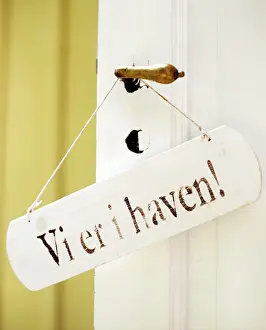 Deserted House Entrance Prints: Front door with sign