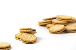 Double Biscuits Prints: Double biscuits, white background, copy space