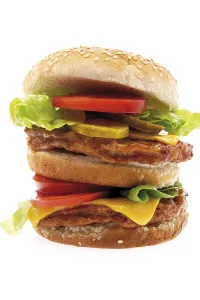 Double Cheeseburger Prints: Double cheeseburger with lettuce