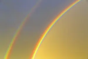 Prismatic Colors In The Sky Prints: Double rainbow in the evening sky