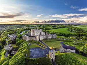 Dover Castle Aerial View Prints: Dover Castle from a drone, White Cliffs