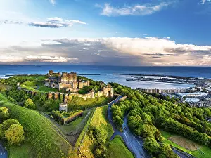 White Cliffs Drone Photography Prints: Dover Castle from a drone, White Cliffs