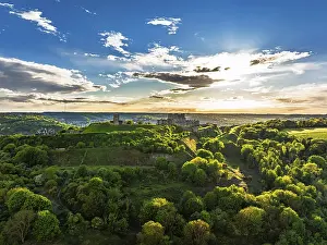 Dover Castle Aerial View Prints: Dover Castle from a drone, White Cliffs