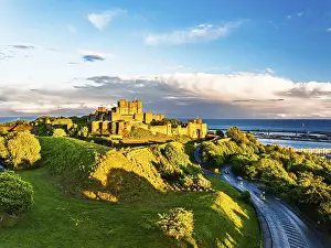 Dover Castle Aerial View Prints: Dover Castle from a drone, White Cliffs