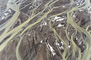 Icelandic Geography Prints: Dramatic aerial shot capturing the stunning