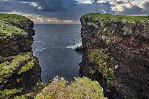 Dramatic Cliff Scenery Prints: The dramatic cliffs under the Eshaness Lighthouse; Shetland islands