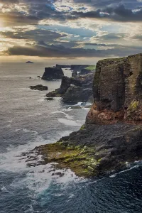 Steep Coastline Photography Prints: The dramatic cliffs under the Eshaness Lighthouse; Shetland islands