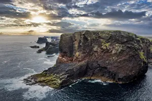 Northern Europe Rock Formations Prints: The dramatic cliffs under the Eshaness Lighthouse; Shetland islands