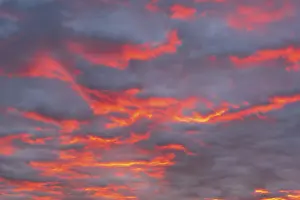 Cloudy Atmospheric Scenery Prints: Dramatic cloud atmosphere, Red sky with clouds
