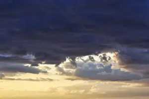 Scandinavian Evening Mood Prints: Dramatic cloud sky at sunset, blue and yellow