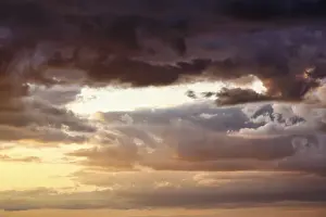 Dramatic Cloud Sky Prints: Dramatic cloud sky at sunset, pink