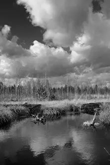 Cloudy Atmospheric Mood Prints: Dramatic clouds forming over a former peat bog