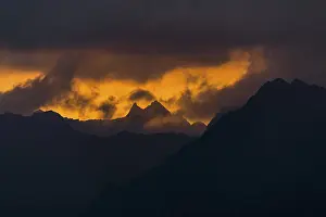 Sunrise In Austria Prints: Dramatic clouds above Lechtal mountains