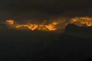 Sunrise In Austria Prints: Dramatic clouds above Lechtal mountains