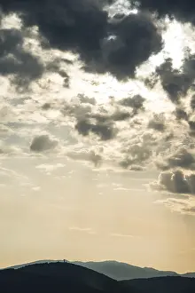 Evening Cloud Formation Prints: Dramatic clouds and silhouette of hills