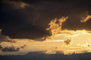 Deserted Greek Landscape Prints: Dramatic clouds, sunset, Cyclades