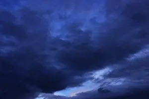 Overcast Austrian Skies Prints: Dramatic cloudscape at dusk, rain clouds, Austria