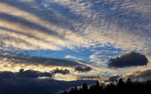 European Cloudy Skies Prints: Dramatic cloudy sky, cirrus clouds at sunset