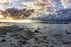 Cloudy Evening Sky Scotland Prints: Dramatic cloudy sky over coastline