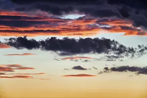 Dramatic Sunset Clouds Prints: Dramatic cloudy sky, dark storm clouds at sunset
