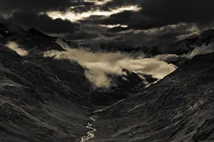 Deserted Austrian Mountains Prints: Dramatic cloudy sky with Otztal Alps