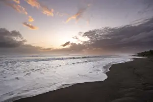 Evening Sky With Clouds Prints: Dramatic cloudy sky at sunset on the beach
