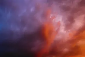 Cloudy Evening Atmosphere Prints: Dramatic cloudy sky against thunderstorm