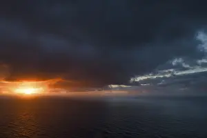 Dark Cloudy Sky Prints: Dramatic dark cloudy sky at sunset
