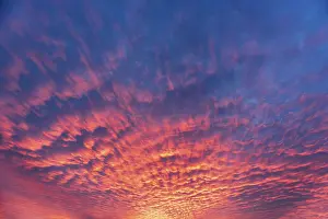European Travel Images Prints: Dramatic evening sky with red clouds after sunset