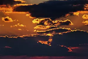 Warm Evening Atmosphere Prints: Dramatic evening sky at sunset