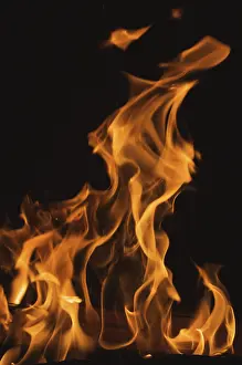 Dark Background Flames Prints: Dramatic flames against A dark background