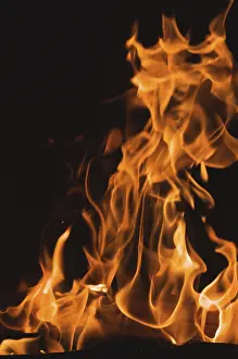 Dark Background Flames Prints: Dramatic flames against A dark background