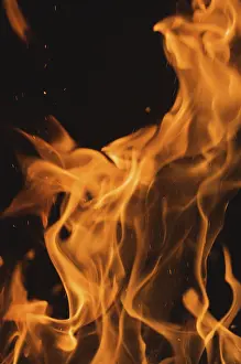 Dark Background Flames Prints: Dramatic flames against A dark background