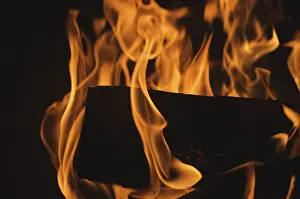 Deserted Burning Scene Prints: Dramatic flames against A dark background