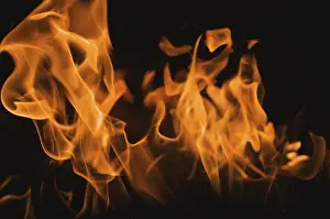 Dark Background Flames Prints: Dramatic flames against A dark background