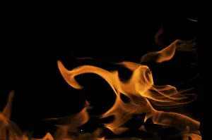 Empty Deserted Landscape Photo Prints: Dramatic flames against A dark background