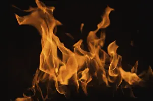 Dark Background Flames Prints: Dramatic flames against A dark background