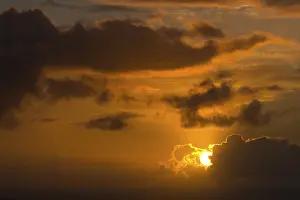 Cloudy Atmosphere Photography Prints: Dramatic light mood, clouds, sunset over the sea