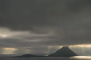 Deserted Atlantic Coast Prints: Dramatic mood lighting, low clouds