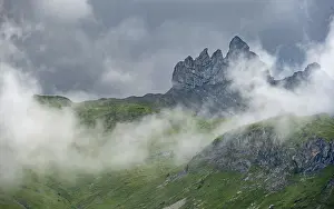 Cloudy Mountain Scenery Prints: Dramatic mountain landscape with clouds