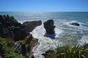 Dramatic Rock Formations Prints: Dramatic rocks rise from the ocean waves