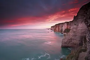 Western Europe Coastal Scenes Prints: Dramatic sunrise over ocean and cliffs