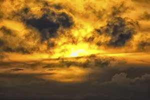 Overcast Sky In Germany Prints: Dramatic sunset under cloudy sky
