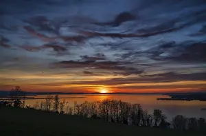 Lake Constance Evening Sky Prints: Dramatic sunset on the lake, clouds