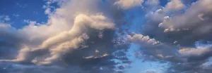 Cloudy Atmospheric Scenery Prints: Dramatic thunderclouds in the evening light